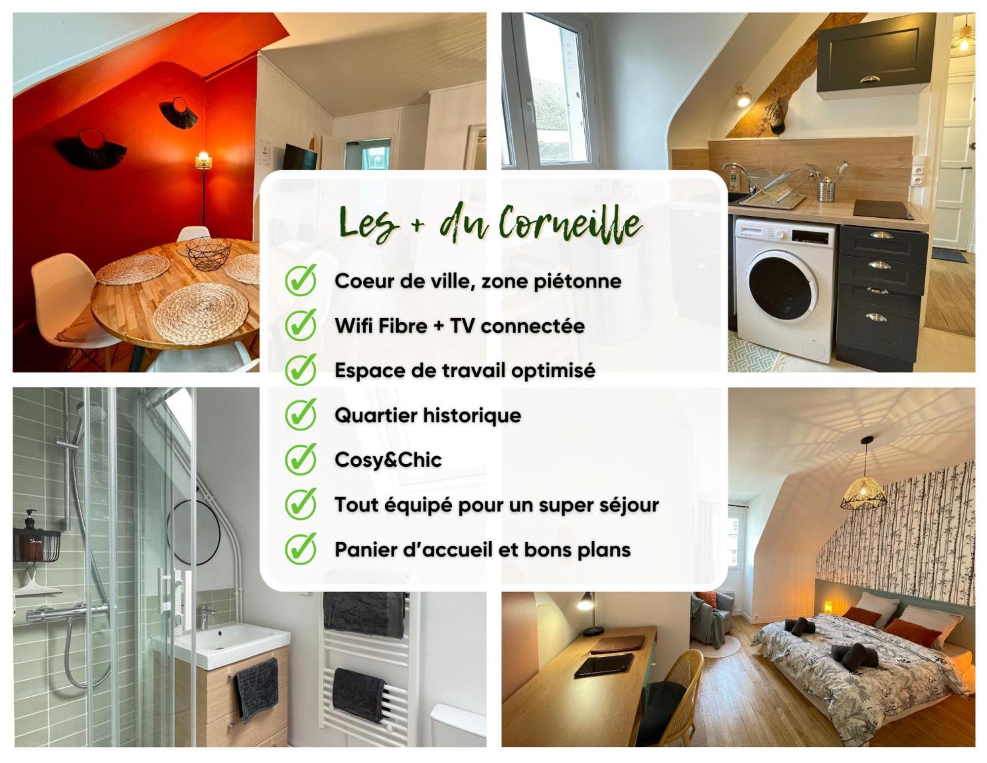 Le Corneille - Ideal Pros & Couples - Centre Historique - Chateau 5min - Gare 10min - Au Calme - Fibre Apartamento *